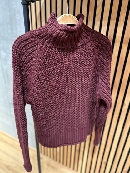 Pulli "Polly Grobstrick mit Stehragen" Bordeaux