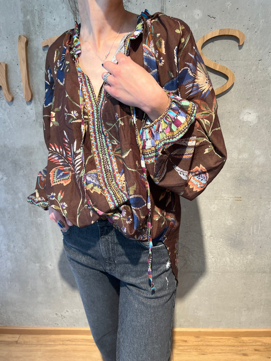 Bluse "Bartolomea" Braun gemustert