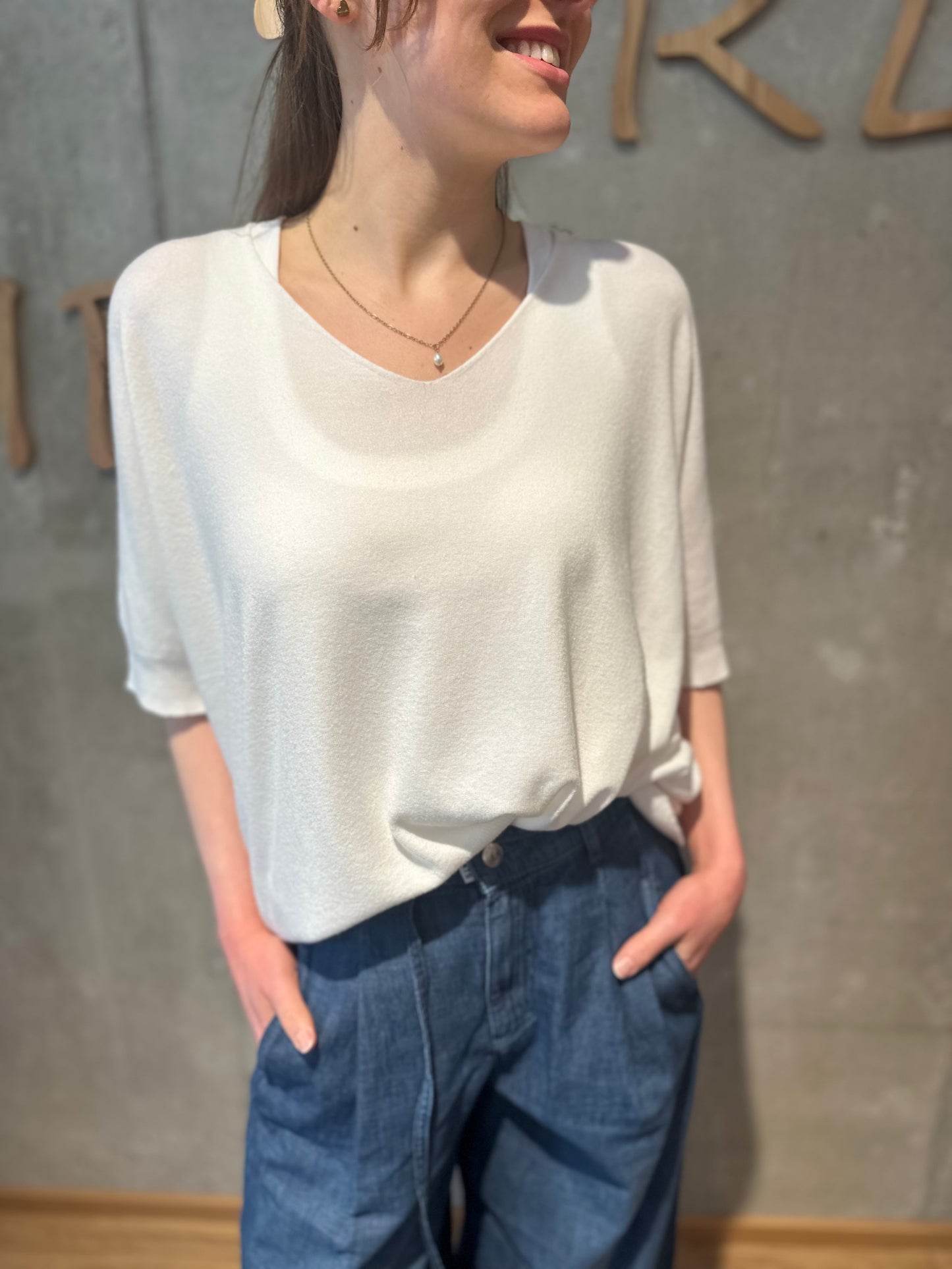 MG-Pulli "Mirabel V-Neck 1/2 arm" - Versch. Farben