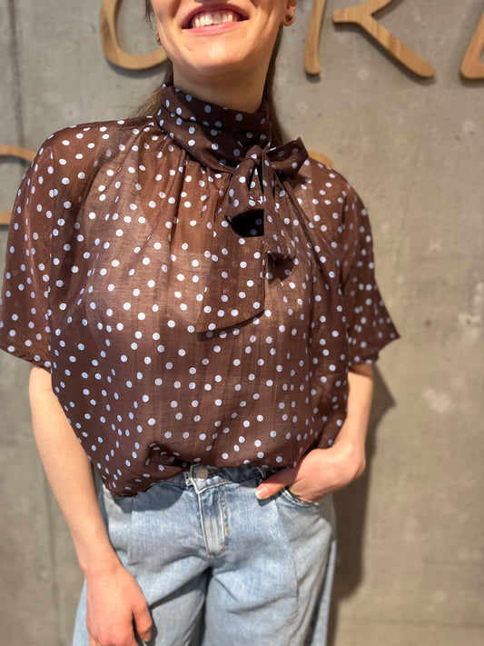 Bluse "Blair mit Punkten" SchokoBlau