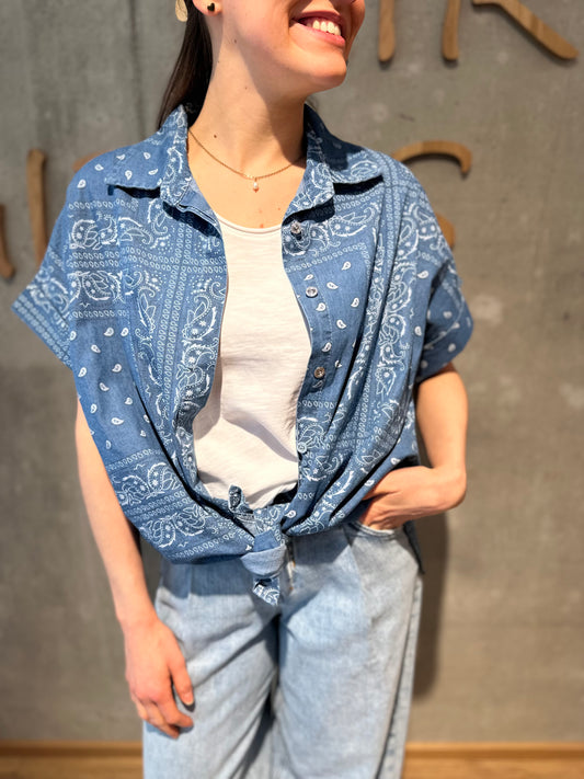 Bluse "Baia Paisleymuster" Denim Blau
