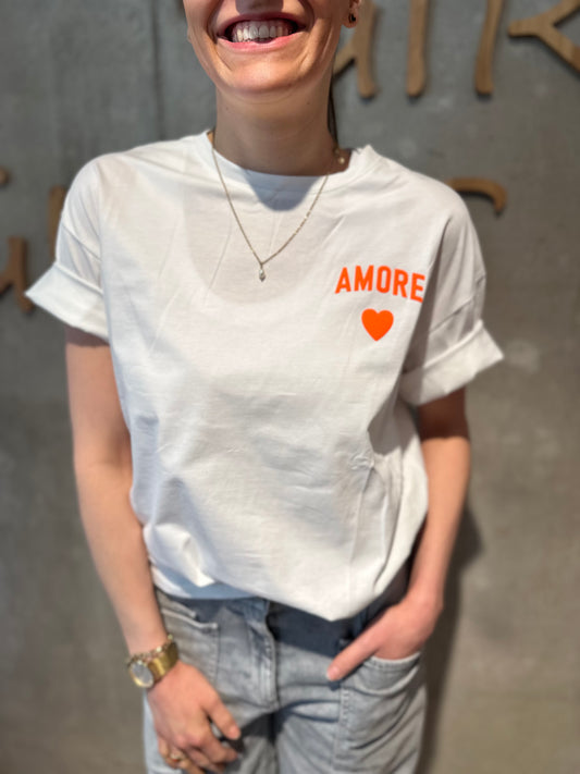 T-Shirt "Tini Amore" WeißNeonorange