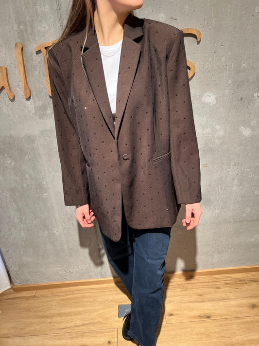 Blazer "Babette mit Glitzersteinen" Schokobraun