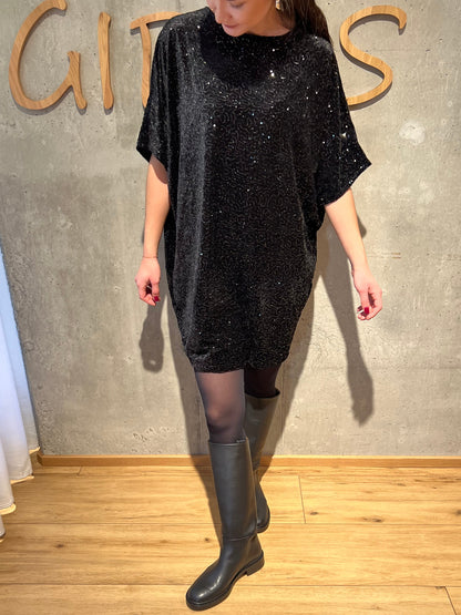 Kleid "Kadance Samt & Pailletten" Schwarz