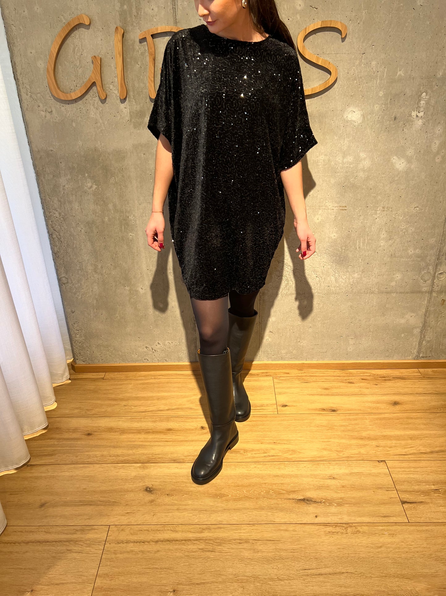 Kleid "Kadance Samt & Pailletten" Schwarz