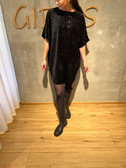 Kleid "Kadance Samt & Pailletten" Schwarz