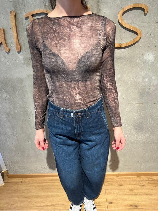 Shirt "Sasha Schlangenmuster" Schokobraun