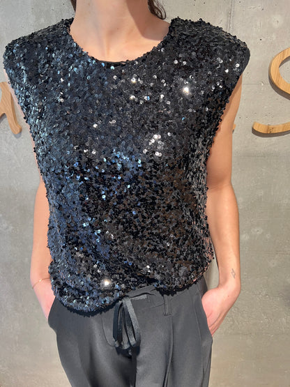 Top "Tatjana Pailletten" Schwarz
