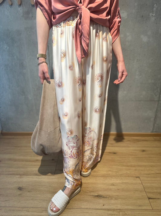 Hose "Hellena mit Musterung" Beige
