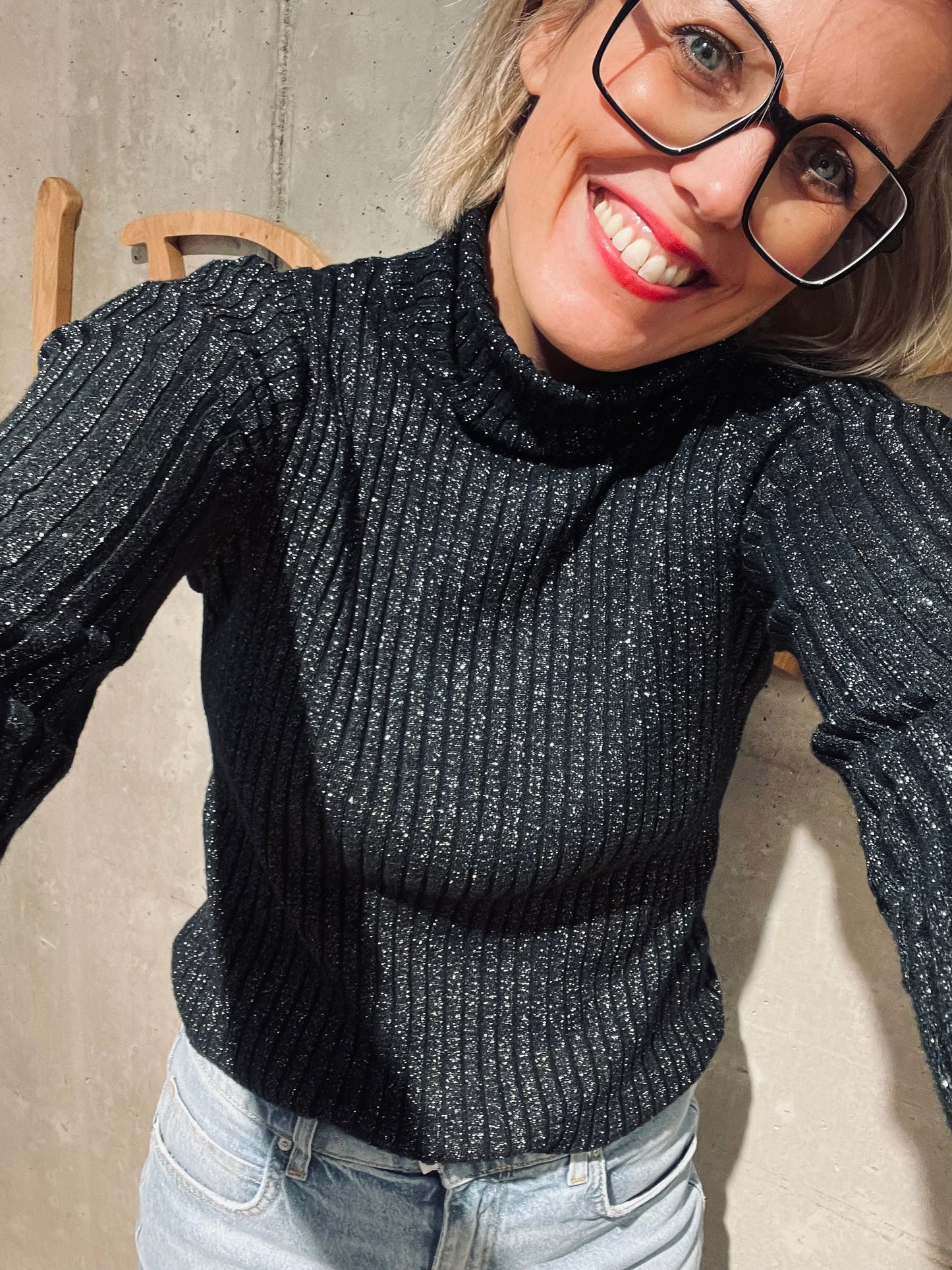 Glitzer-Rolli "Gwendolyn" schwarz