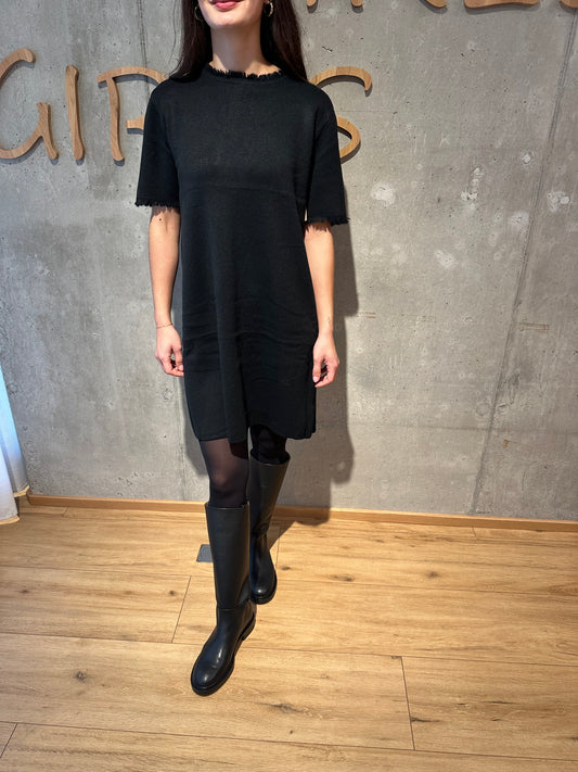 Kleid "Kornealia kurzarm mit Fransen" Schwarz