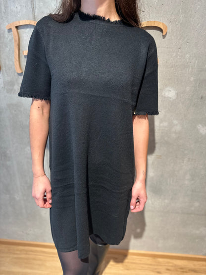 Kleid "Kornealia kurzarm mit Fransen" Schwarz
