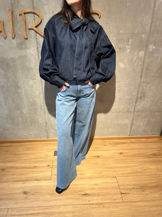 Schluppenbluse "Bella" Denim Blue