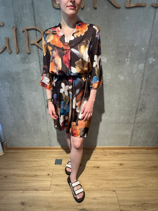 Tunika-Kleid "Tonya" Braun geblümt
